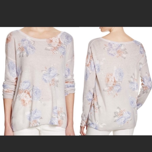 JOIE WOMENS FLORAL 100% CASHMERE SWEATER MEDIUM - Picture 1 of 6